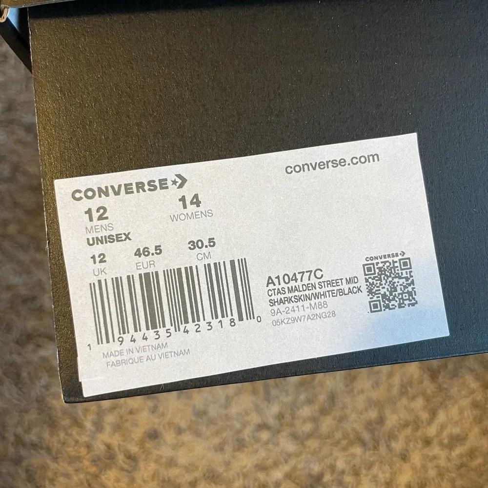 Converse CTAS Malden Street Sharkskin Grey Shoes Mens Sz 12 Mid Top Sneakers NEW - Picture 7 of 7